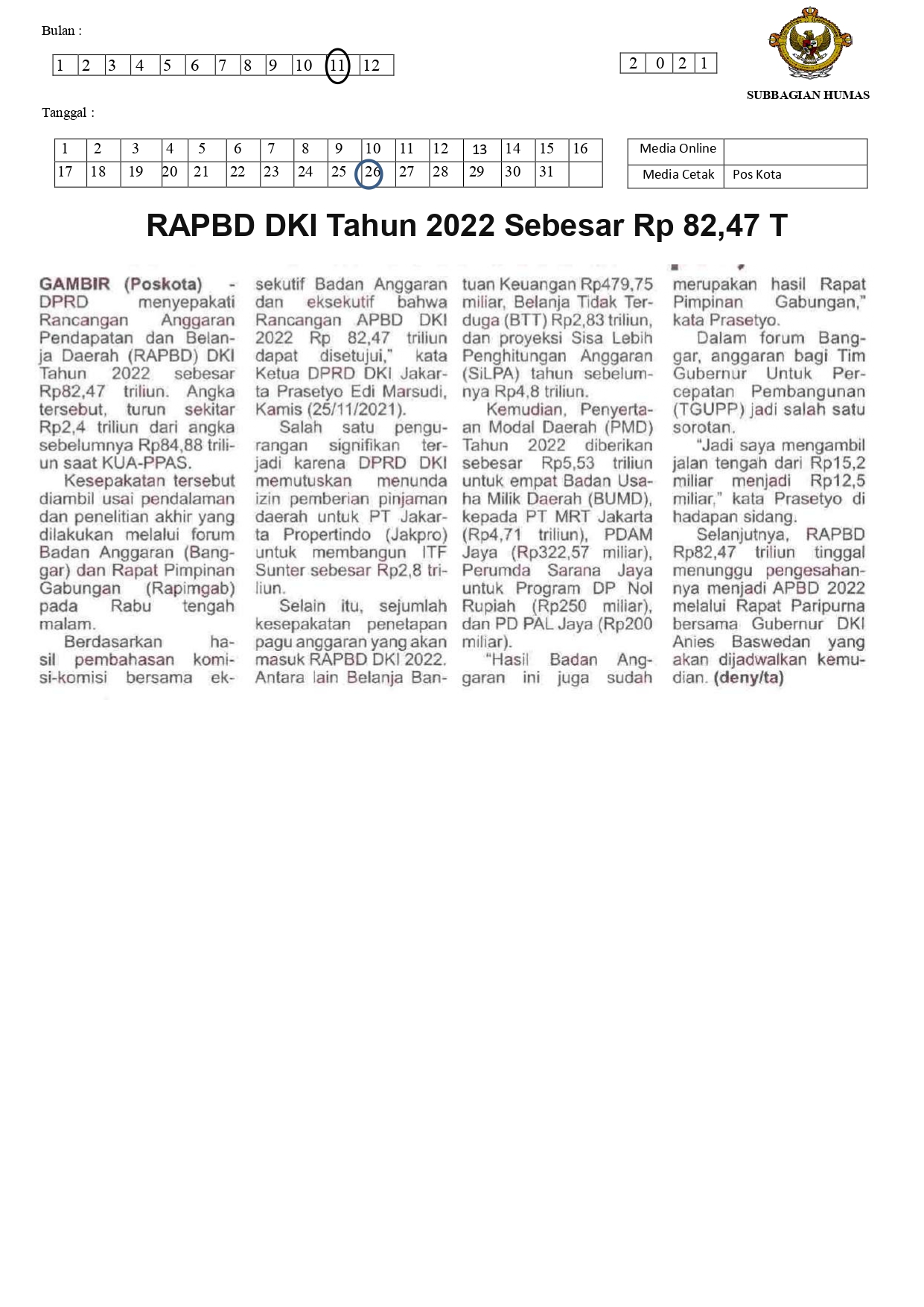 RAPBD DKI Tahun 2022 Sebesar Rp 82,47 T